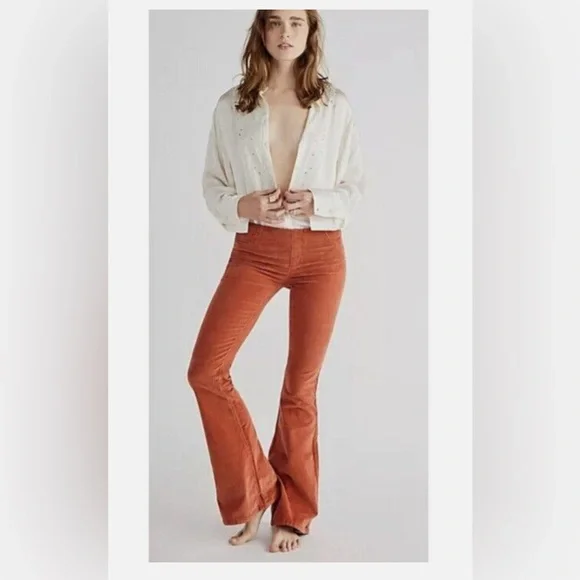 Free People ‘We the Free’ Penny Corduroy Stretch pull-on flare pants - Picture 1 of 5